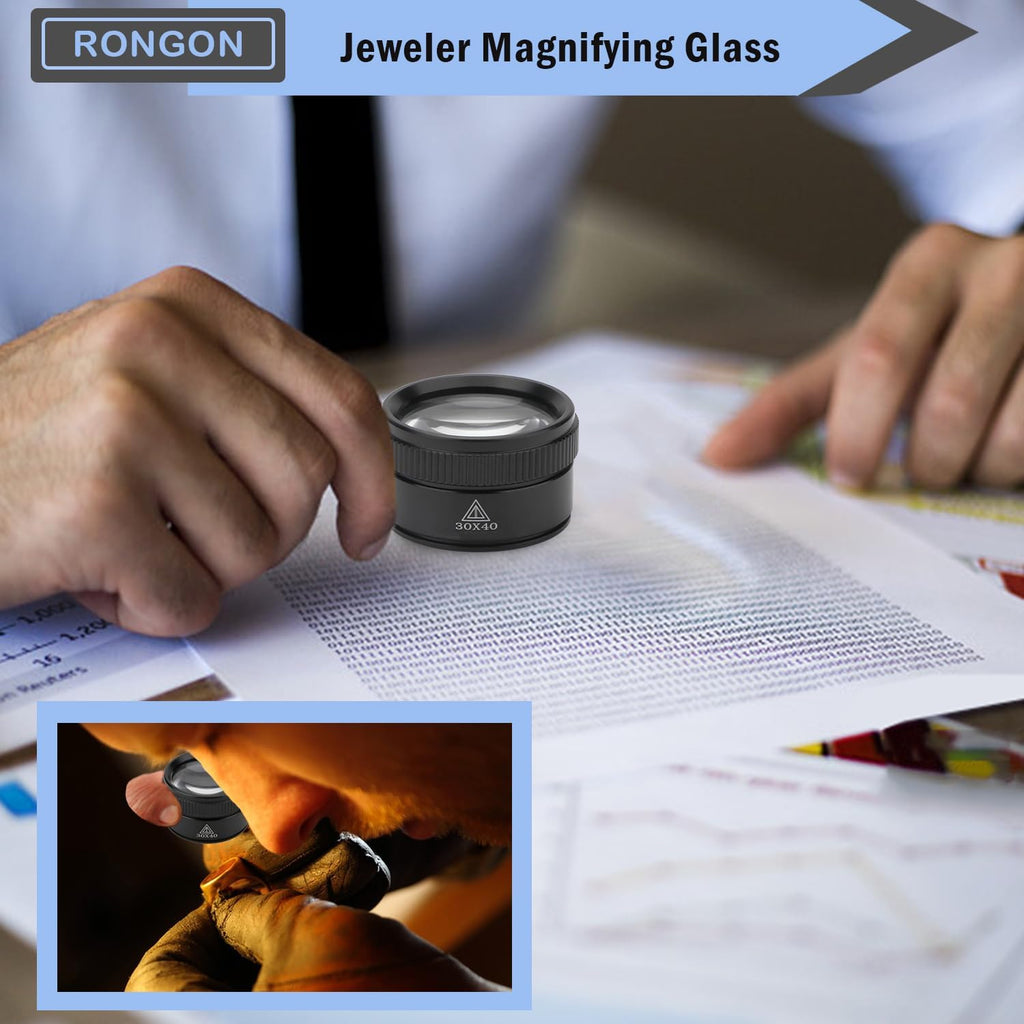 30X Portable Jewelers Loupe Pocket Handheld Magnifier | Sturdy metal, loupe handheld magnifying glass for jeweler