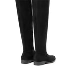 Women's Thigh High Low Block Heel Knee Boots,Black-Suede,9
