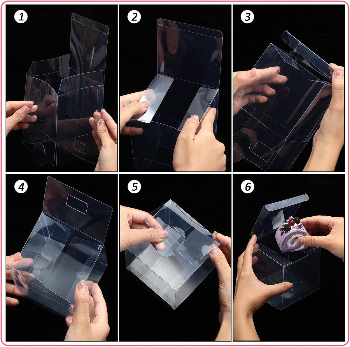 100 Pack Clear Favor Boxes 4x4x4 Inch Transparent PVC Gift Boxes