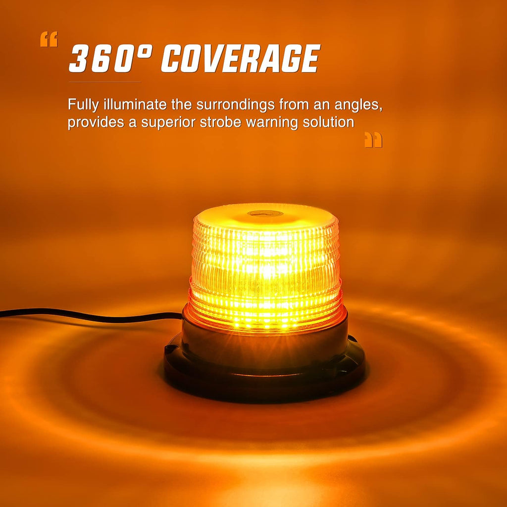 40 LED Strobe Light Amber Warning safety Flash Beacon Lights | 12V-24V with Magnetic and 16ft Straight Cord for