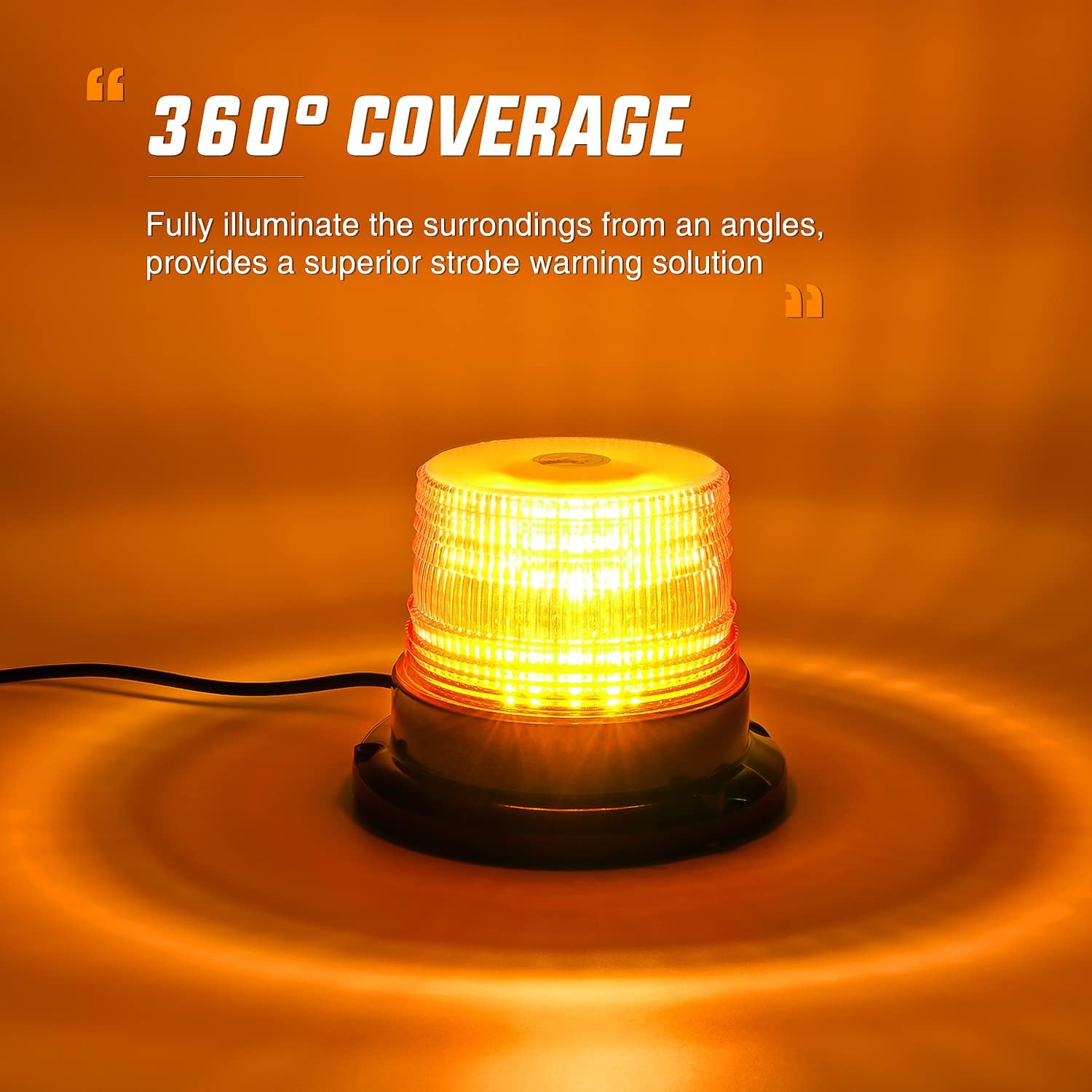 40 LED Strobe Light Amber Warning safety Flash Beacon Lights | 12V-24V with Magnetic and 16ft Straight Cord for