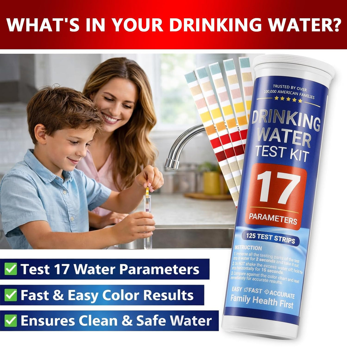 Water Test Kit for Drinking Water, 23-in-1 Water Test Strips for Tap & Well Water, Tests Hardness, Lead, Iron