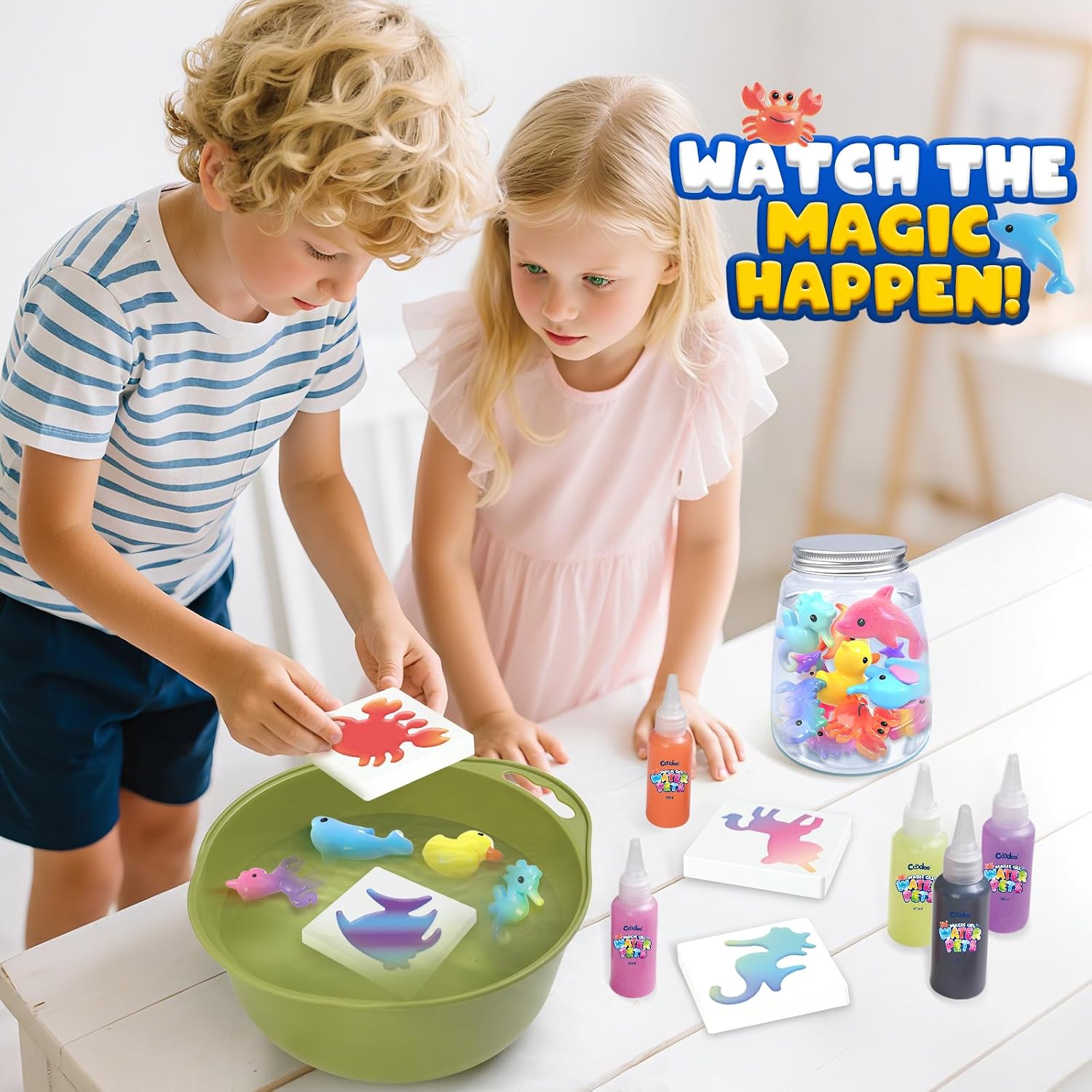 Magic Water Elf Toy Craft Kits for Kids, DIY Your Own Aqua Fairy Water Pets & Squishy Maker Toys with 10 Magic Gels