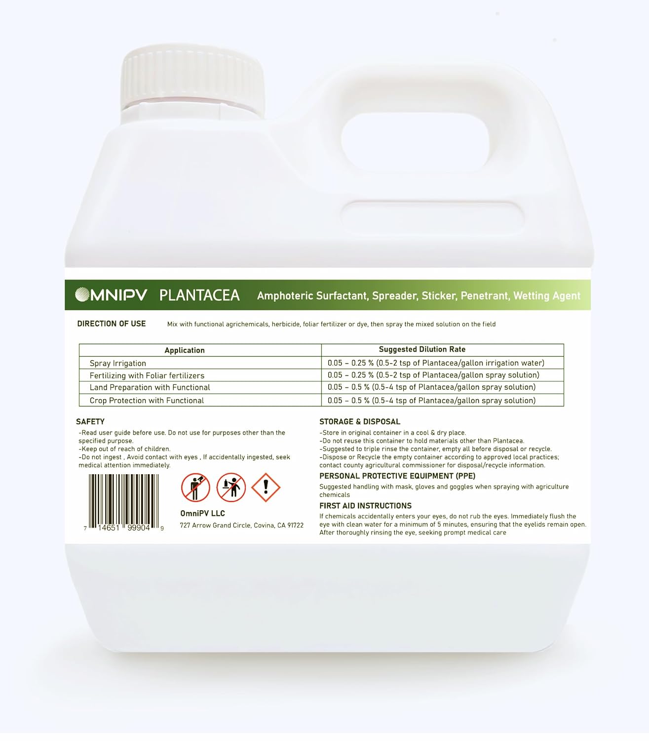 Plantacea Spray Adjuvant Surfactant, 32oz Concentrated Spreader Sticker Penetrant & Wetting Agent, Improves