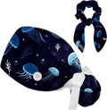 Scrub Caps Women Jellyfish Nurse Hats Ponytail Tie Back