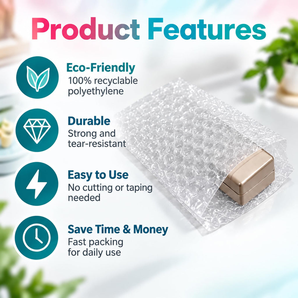 50Pack10x14" Clear Bubble Out Bags, Double-Wall Cushioned Pouch for Packing