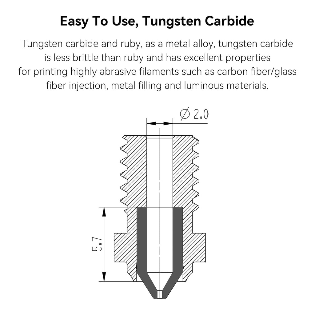 SeulQir Dual-Metal Tungsten Carbide Tip E3D V6 Nozzle, 0.6mm 3D Printer nozzles for Prusa i3 MK3S/Mini,Anycubic i3