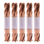 5 Pack 3/8" 4 Flute Double End Solid Carbide Square End Mills, TiSiN Coated