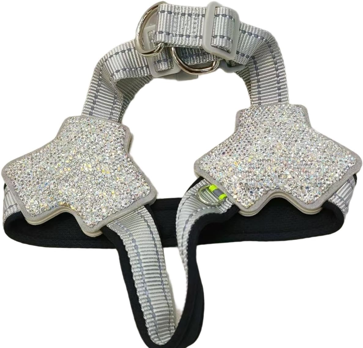 Bling Rhinestone Dog Harness and Leash Set, Breathable Mesh Saddle-Style Vest Harness, No-Pull Adjustable Soft Padded