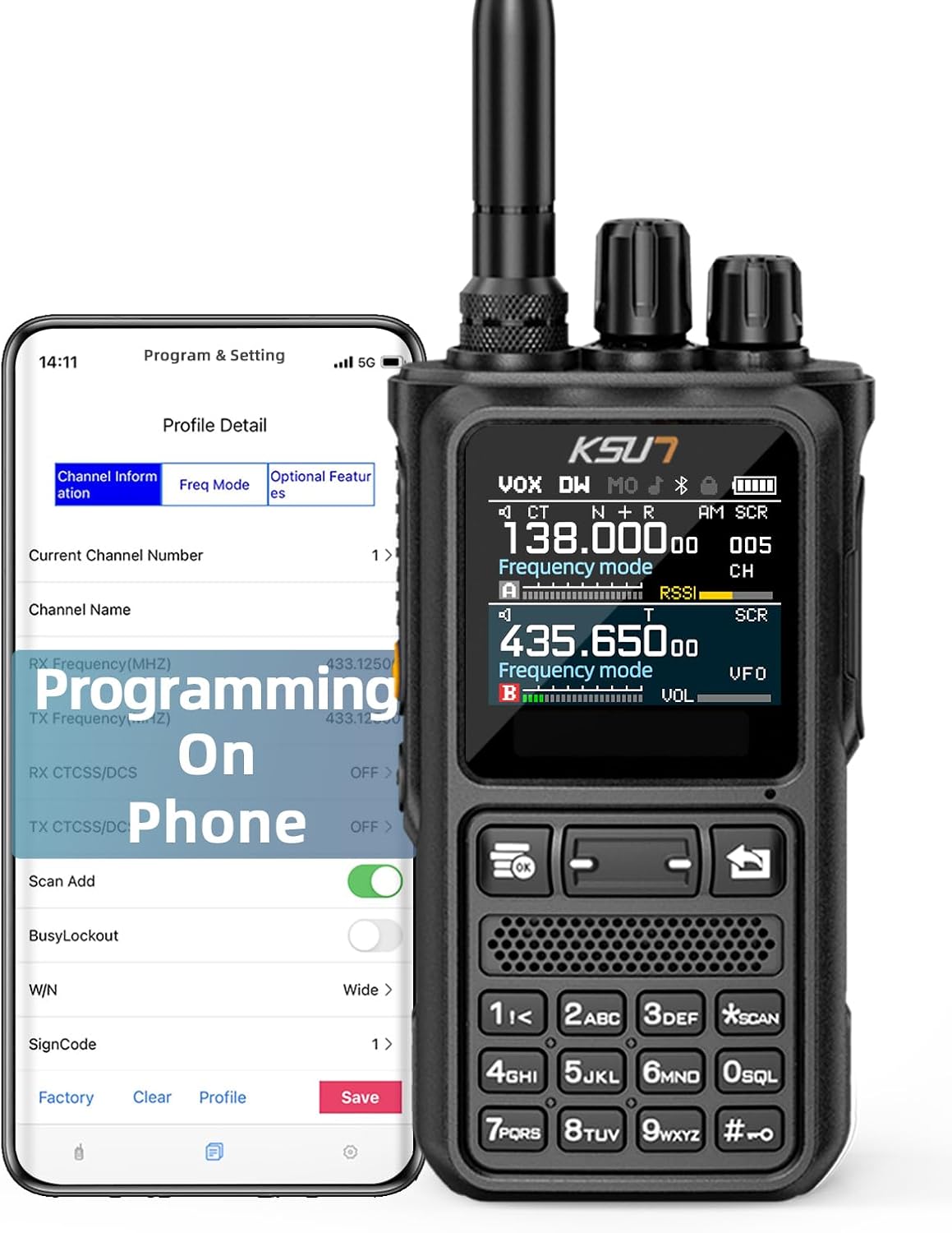 KSUN Ham Radio, UV110D 10W Handheld Ham Walkie Talkies, Bluetooth APP Programming, Long Range Two-Way Radio with NOAA