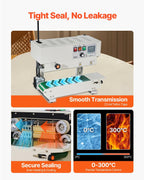 Continuous Bag Band Sealing Machine, 0.24-0.47 in/6-12 mm Seal Width, Band Sealer Machine with Digital Temperature