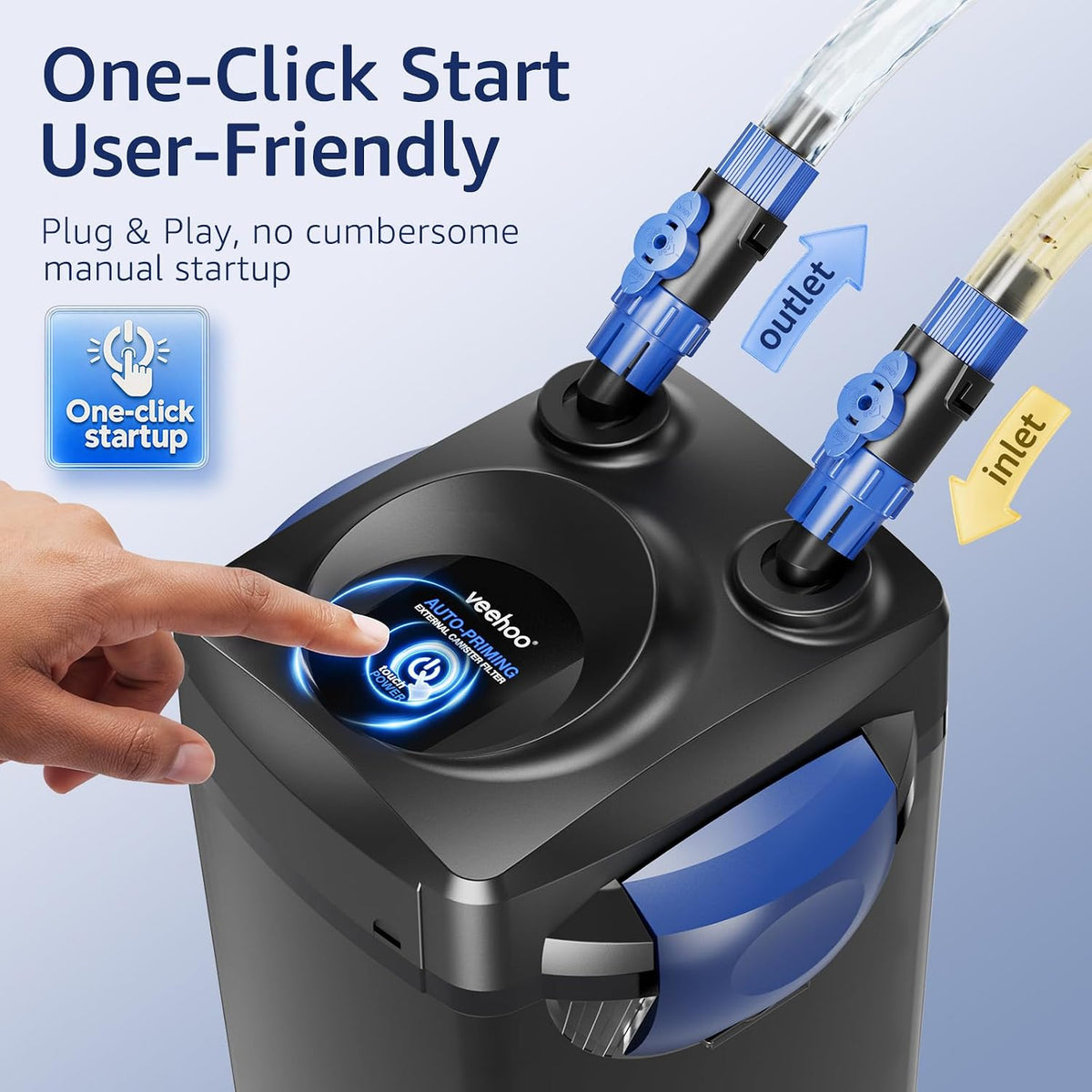 Canister Filter for Aquarium with One-Click Startup up to 75 Gallons