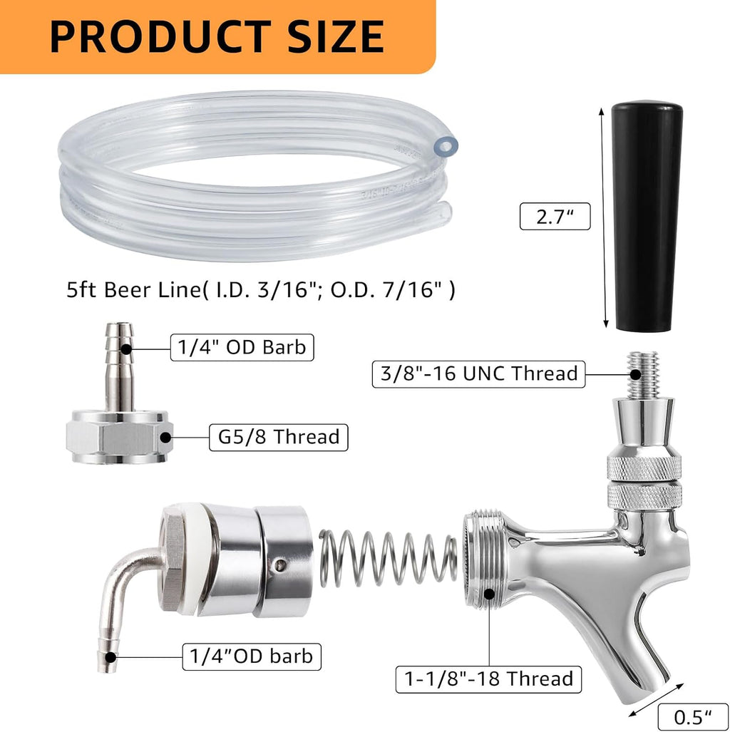 Beer Line Faucet Shank Kit, Kegerator Parts for Beer Tower