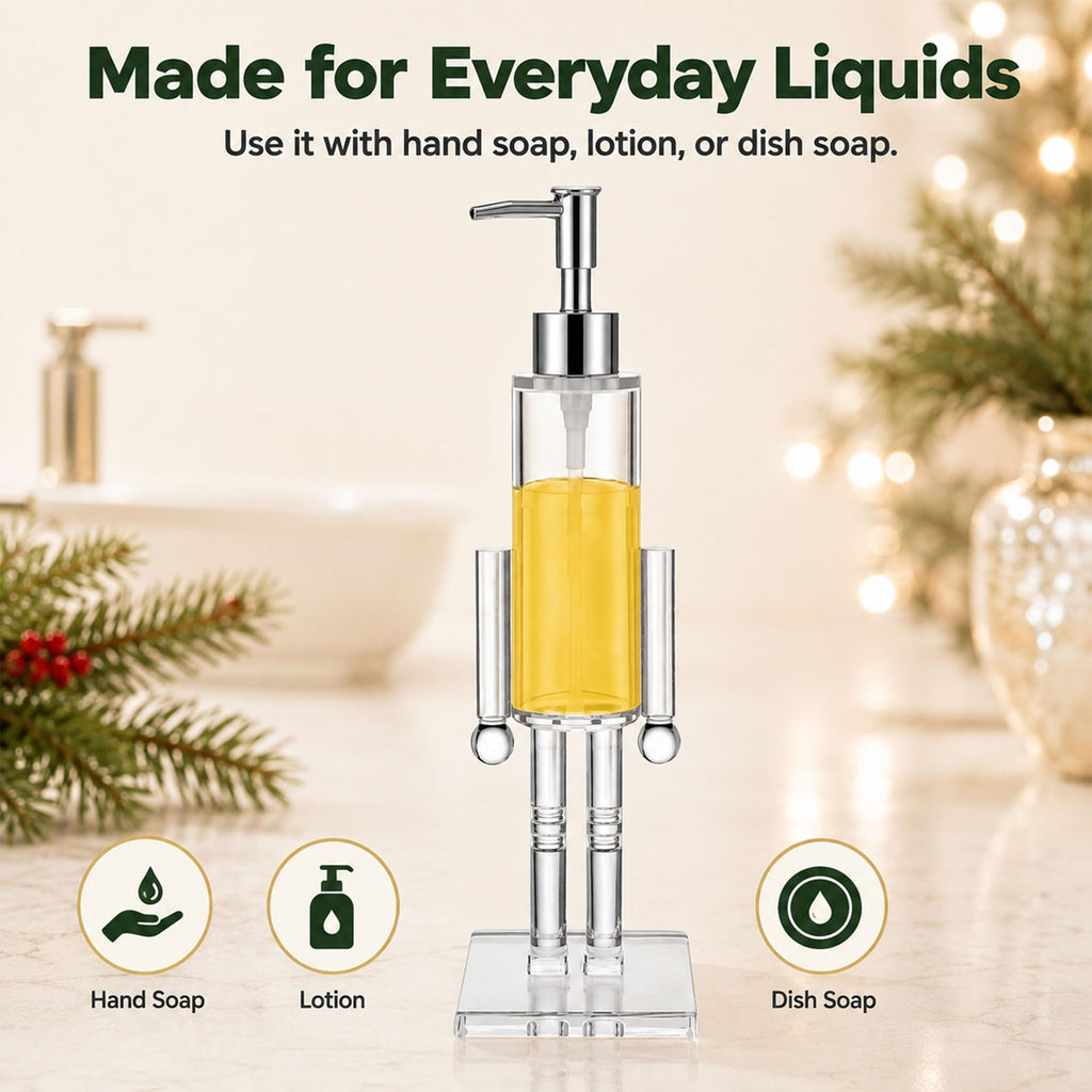 Nutcracker Soap Dispenser Clear, Acrylic Christmas Soap Dispenser (3Pcs)