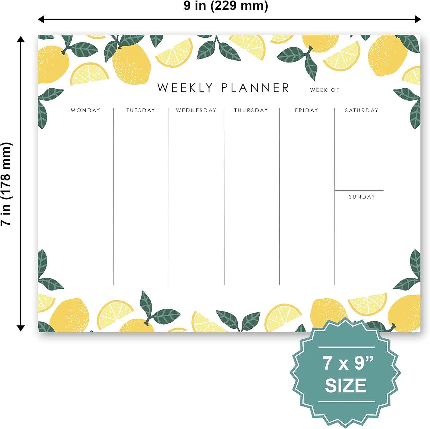 Weekly Planner Notepad - 9x7” inches, 52 tear off sheets - Undated Desk Planner Pad Calendar Notepad Organizer for