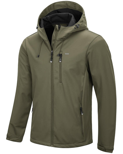 Men's Softshell Jacket Hooded Waterproof Windbreaker Rain Jacket