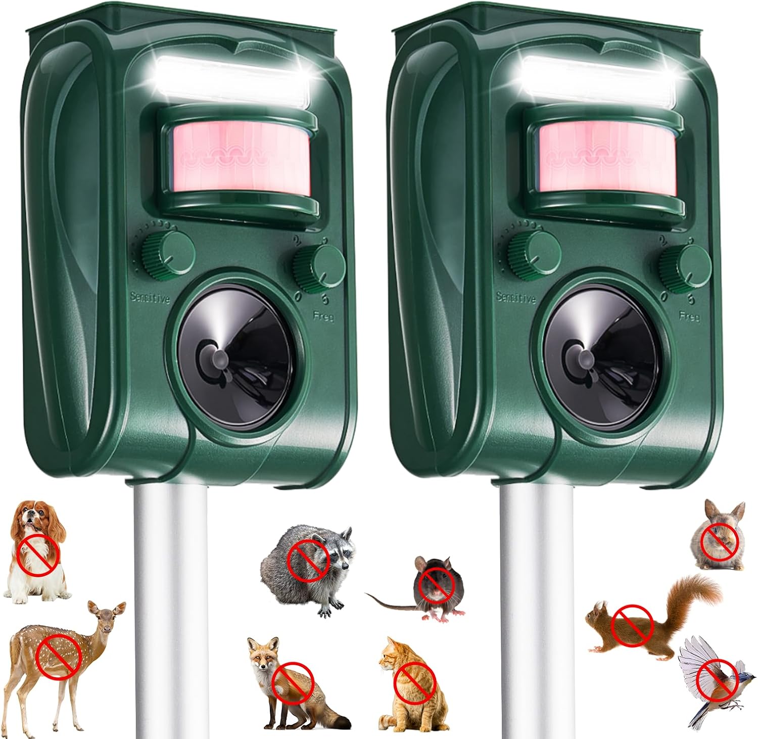 Adjustable-Mode Solar Ultrasonic Animal Repellent, Squirrel Deer Cat Raccoon Repellent Device, Outdoor Waterproof