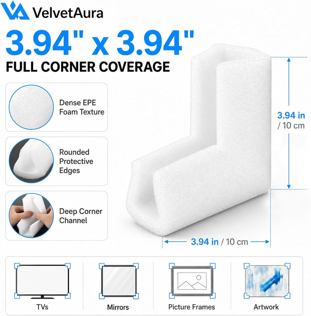 52 Pack Foam Corner Protectors for Moving, 3.94 x 3.94 in
