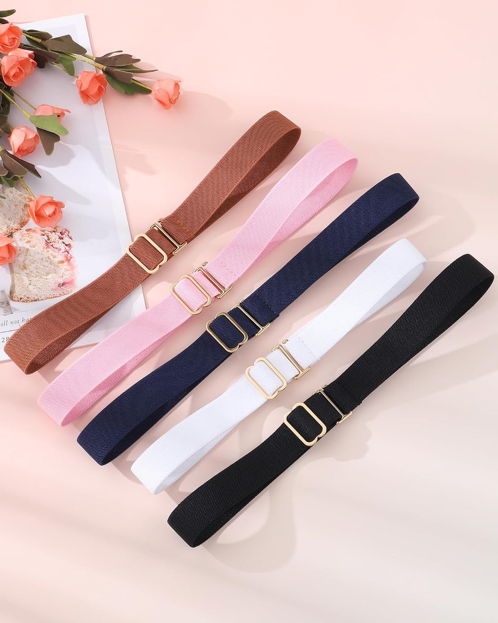 Kids Belt for Girls,Stretch Invisible Adjustable Toddler Youth Belt | Durable Nylon, Adjustable 15–27", Gold buckle