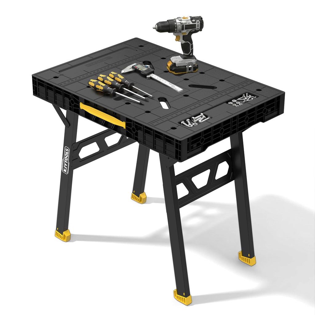 Portable Work Table, 1650lbs Capacity, Folding Work Bench, Yellow