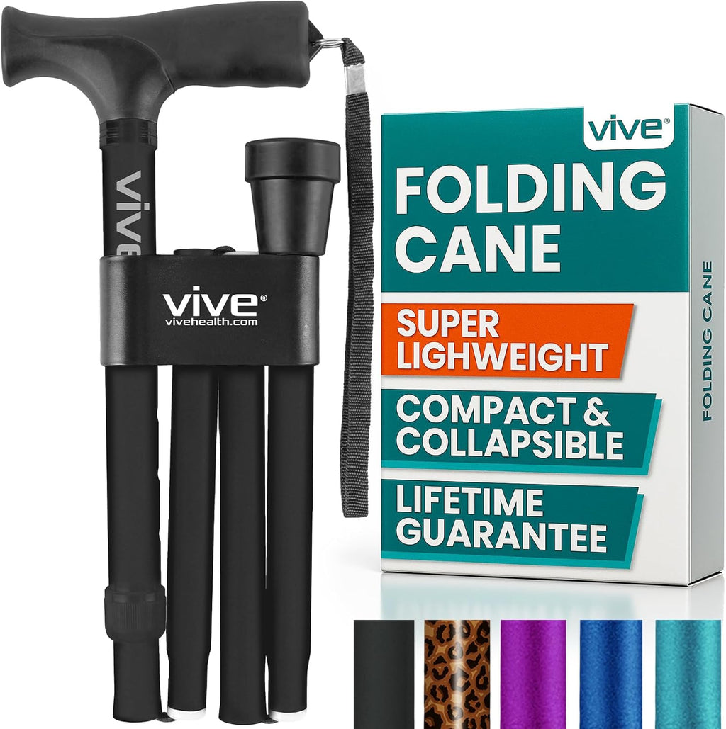 Folding Cane - Foldable Walking Cane for Men, Women - Fold-up, Collapsible, Lightweight, Adjustable, Portable Hand