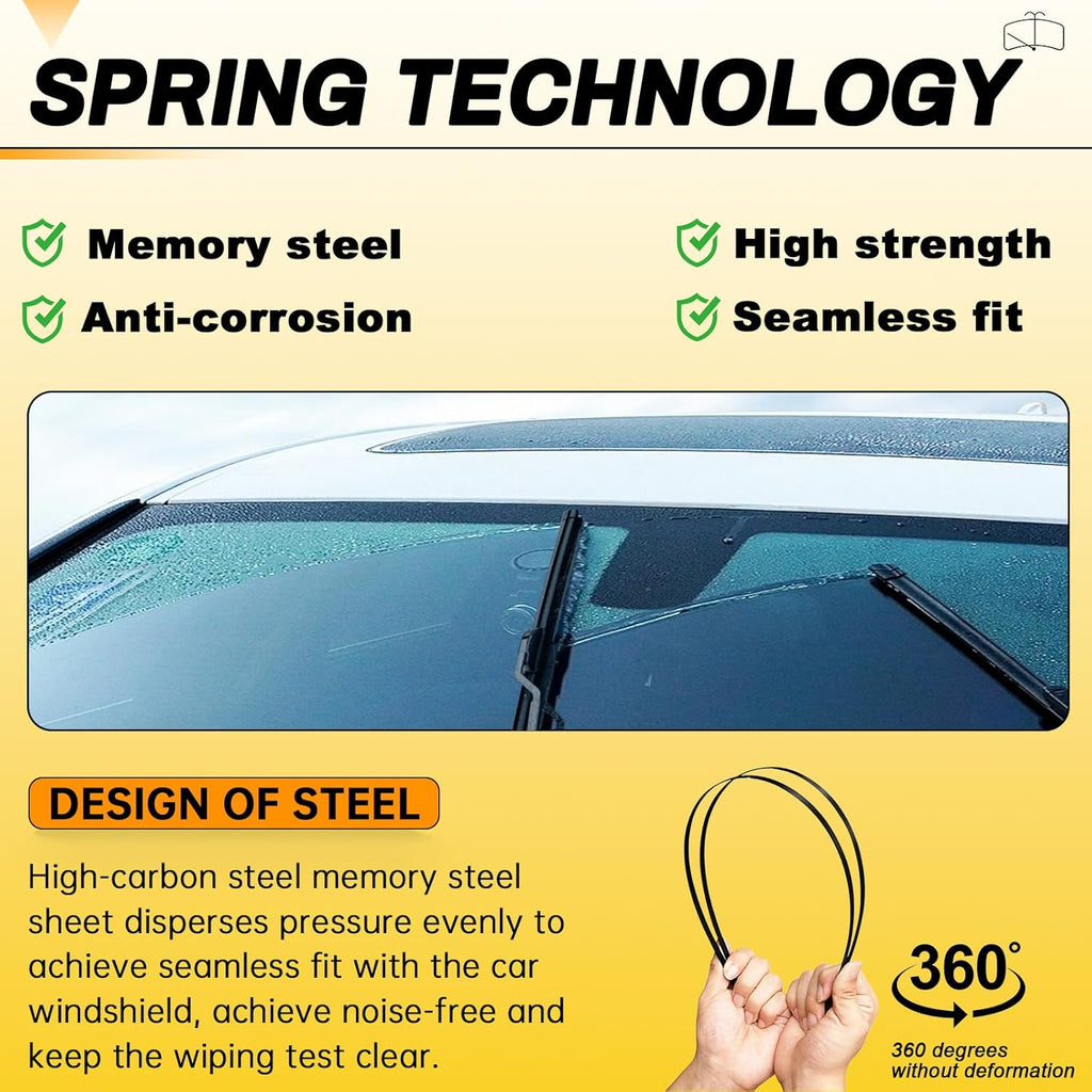 24" and 22" Windshield Wipers Blades (Pack Of 2),OEM Quality Premium All-Seasons Wiper blades,Stable and Quiet wiper
