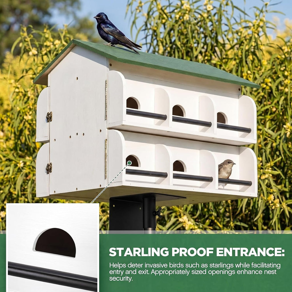 12 Room Purple Martin House with Pole，15 Ft Martin House Pole Kit
