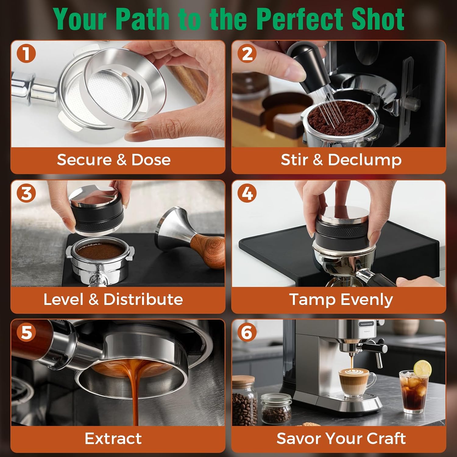 51mm Espresso Accessories Kit, Distributor, WDT, Tamper, Funnel