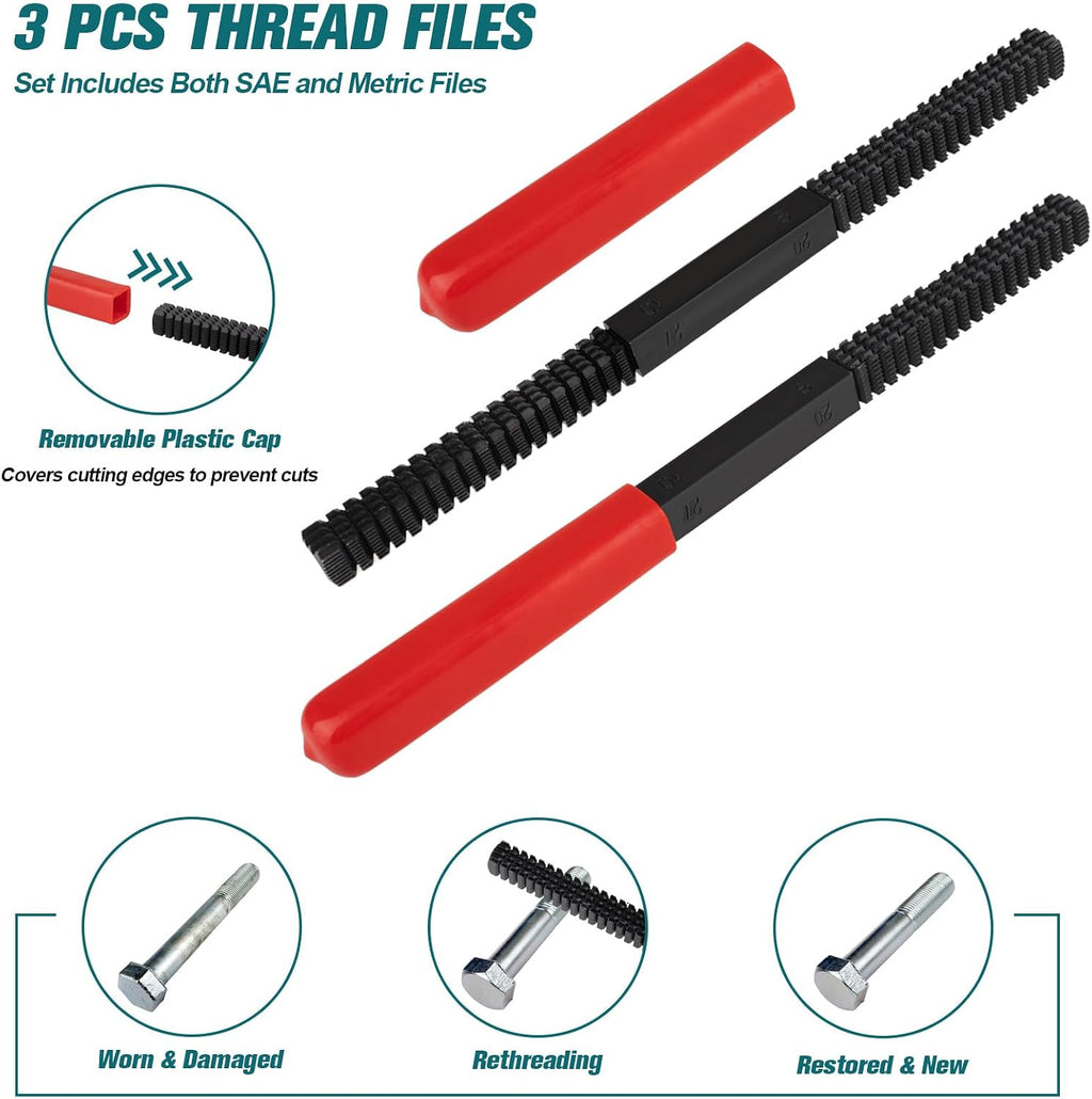 49 PCS Thread Chaser Set, UNC UNF and Metric Thread Repair Kit