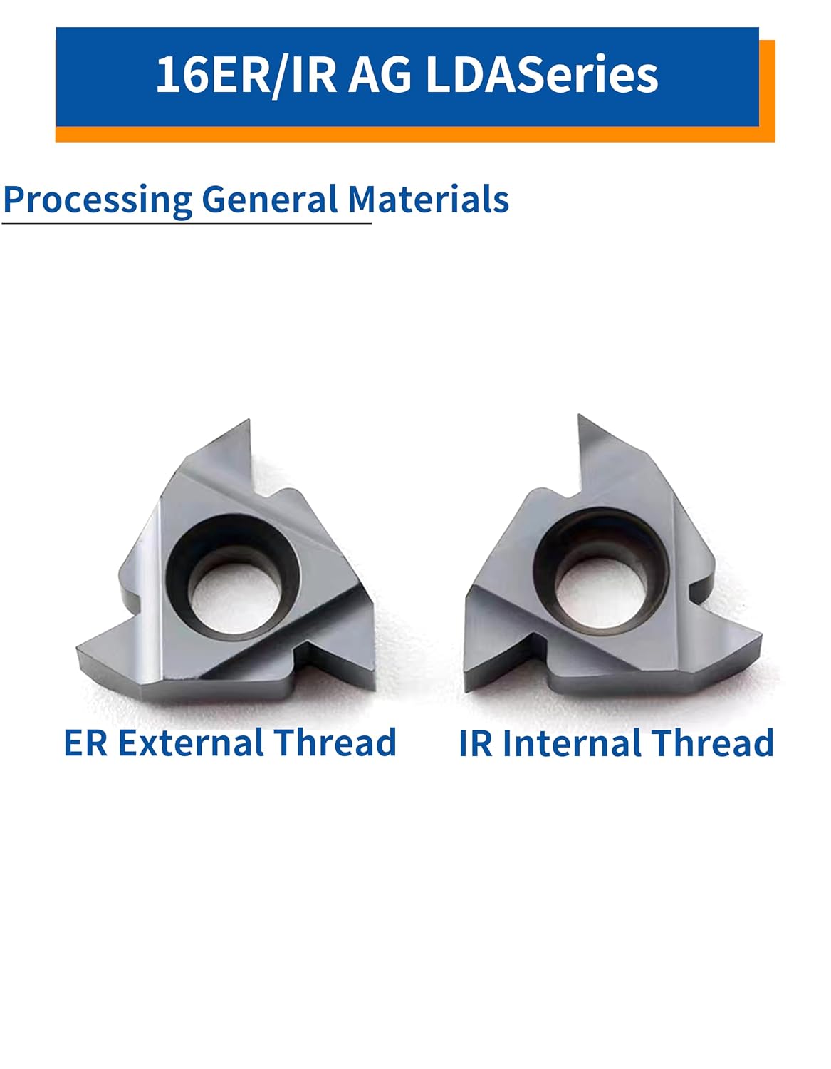 10Pcs 16IR AG60 CNC Lathe Indexable Threading Carbide Insert Blade for Metal(16IR AG60 LDA)