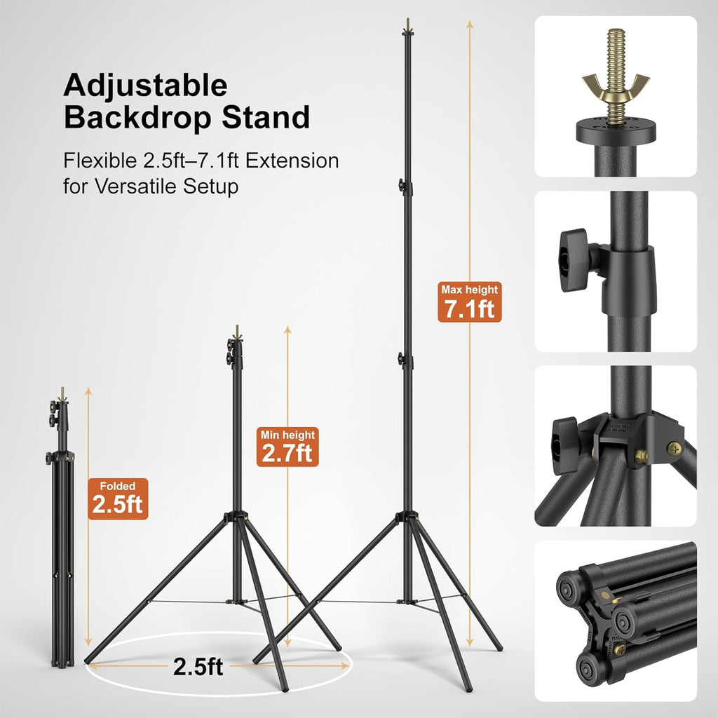 Lincostore Backdrop Support Stand Kit 10x7.1ft Adjustable Photography Studio Photo Background Support System with