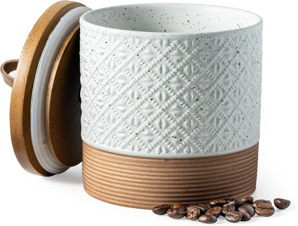 Ceramic Jar with Lid, Coffee Canisters with Airtight Lids Kitchen Food Storage Container for Spice Loose Leaf Tea