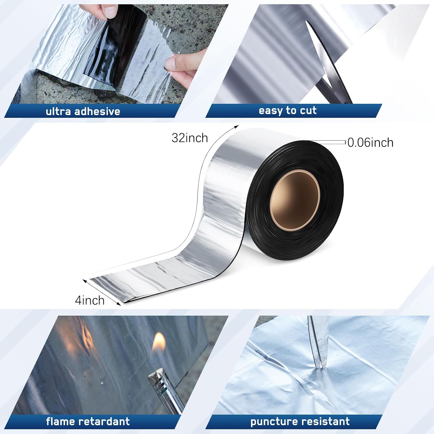 2 Rolls Flashing Tape Waterproof Patch Seal Tape 32 Feet Self Adhesive Asphalt Repair for Window Roof Doors Panels