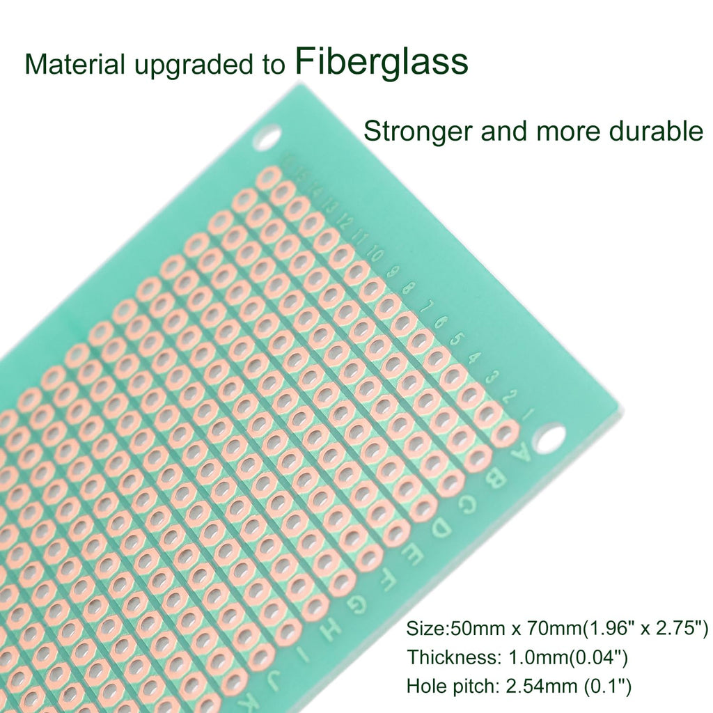 10pcs 50mm x 70mm Copper Strip PCB Board, 368 Holes Perfboard