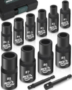 Bestwork 12pcs Magnetic Tap Socket Set, 1/4", 3/8" Square Drive Tap Handle