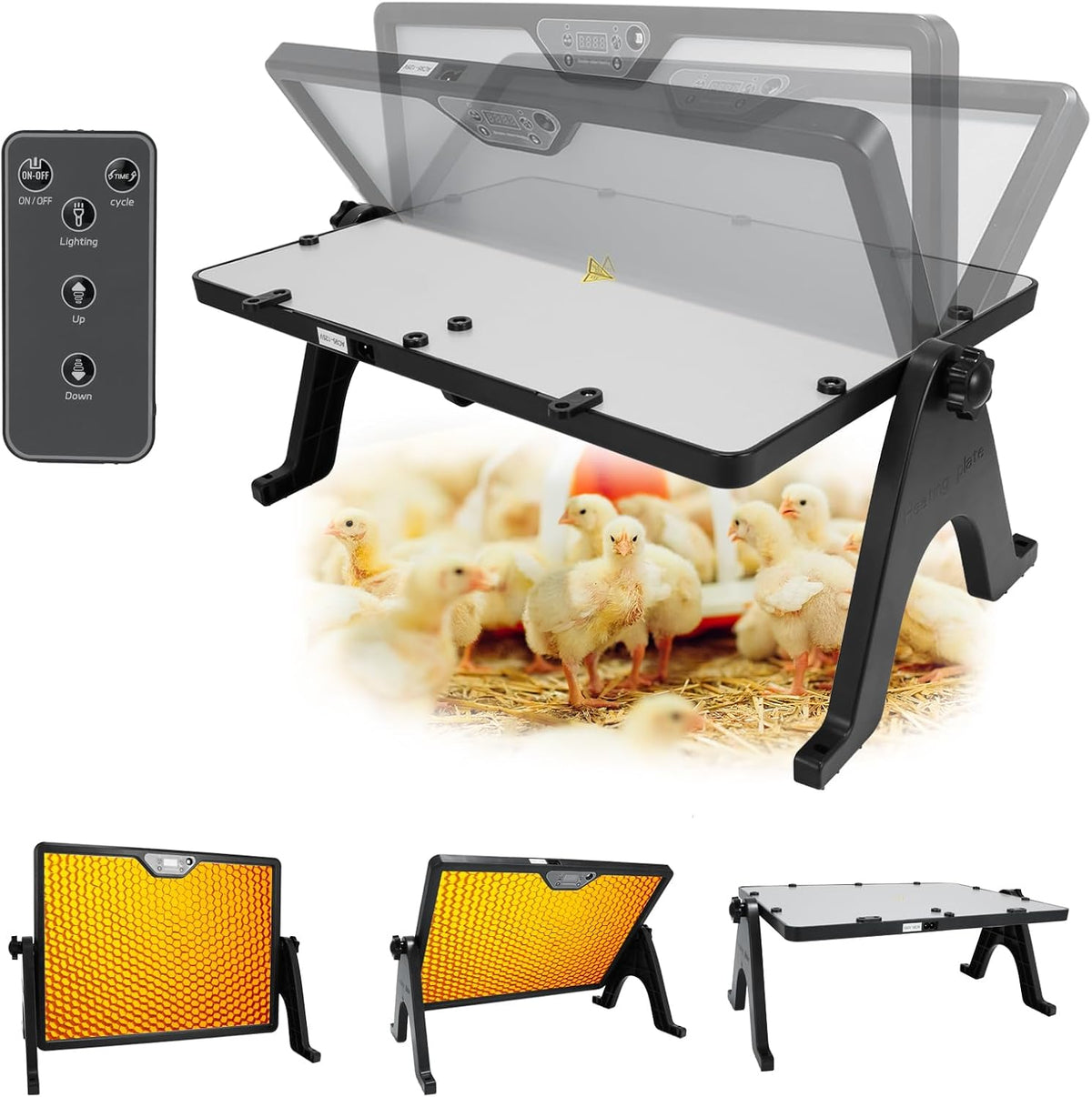 180W Radiant Chicken Coop Heater Energy-Efficient Winter Heating, Safer Alternative to Brooder Lamps, Heater with 2