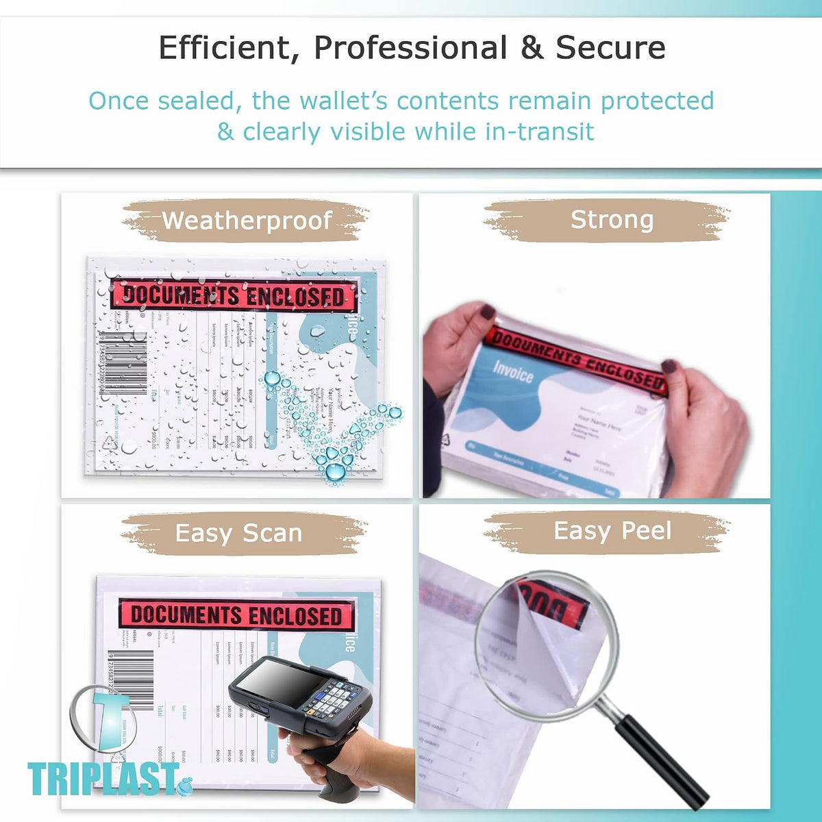 100 x A4 Printed Document Enclosed Wallet (328 x 230 mm) | Peel & Seal Clear Plastic