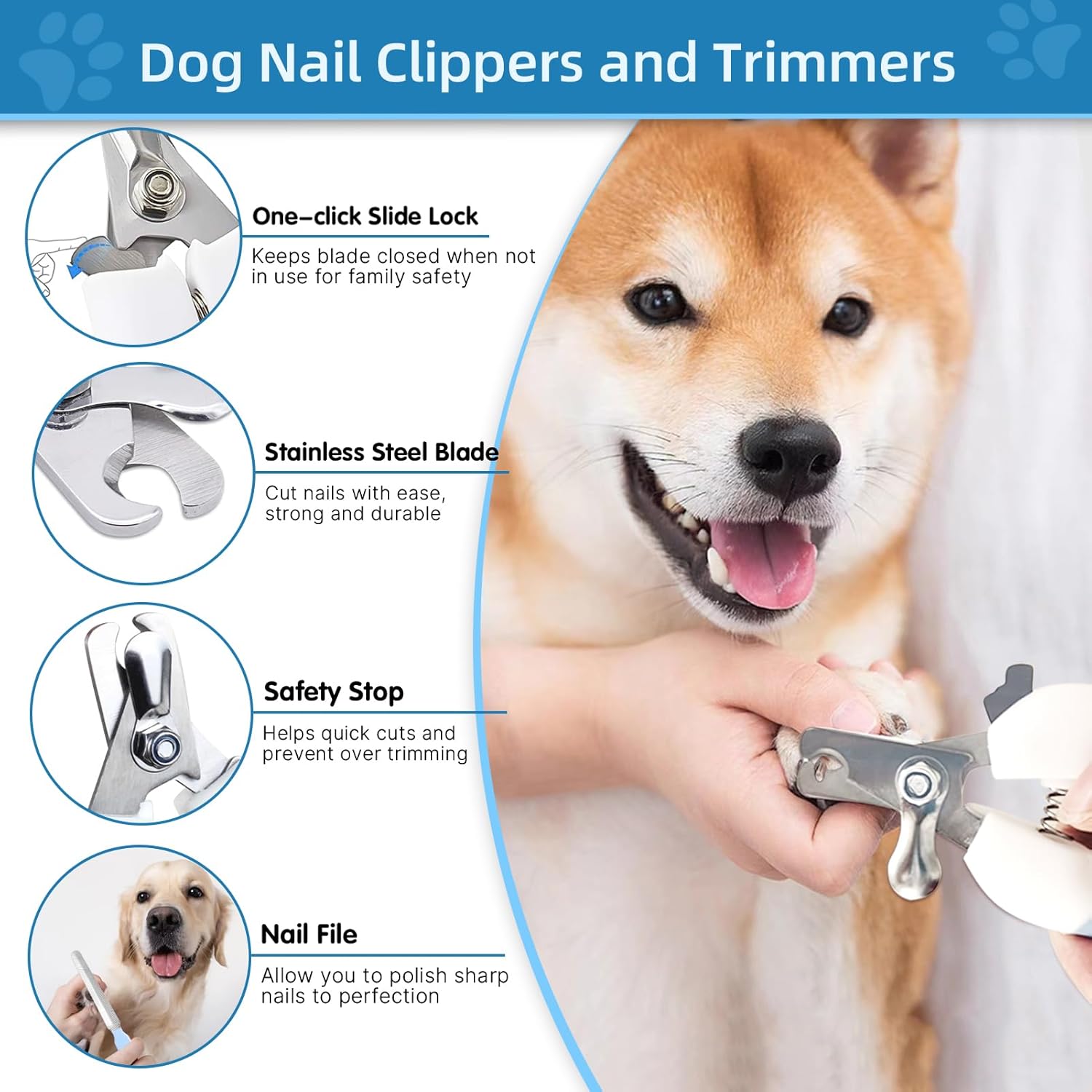 Dog Brush Dog Grooming Kit 6PCS Dog Brush for Shedding-Dog Brushes for Grooming, Dematting Comb for Dogs, Cat Nail