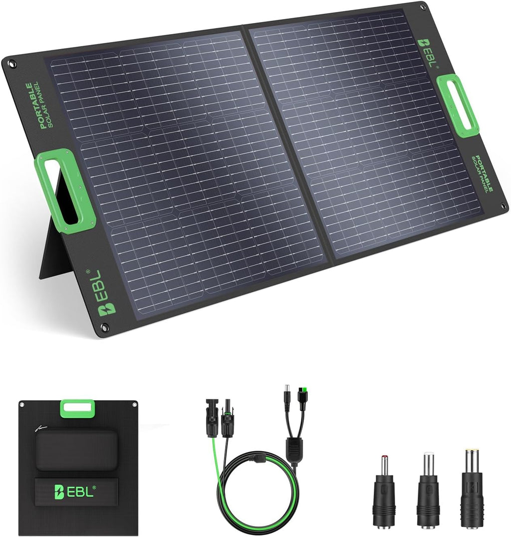 100W Portable Solar Panel for Power Station, IP65 Waterproof Foldable | 18V Foldable Solar Charger for