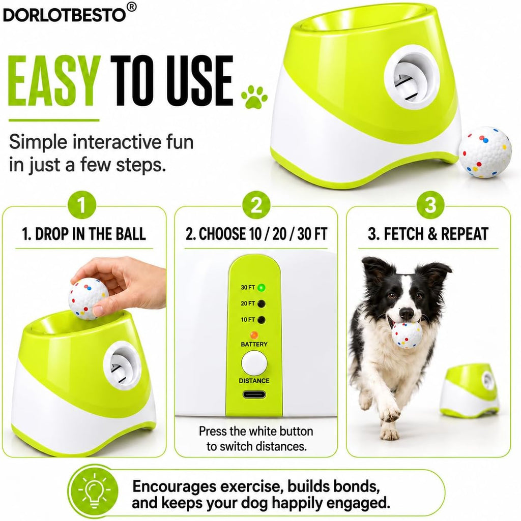 Automatic Ball Launcher for Medium Dogs, 2.28-Inch ETPU Balls