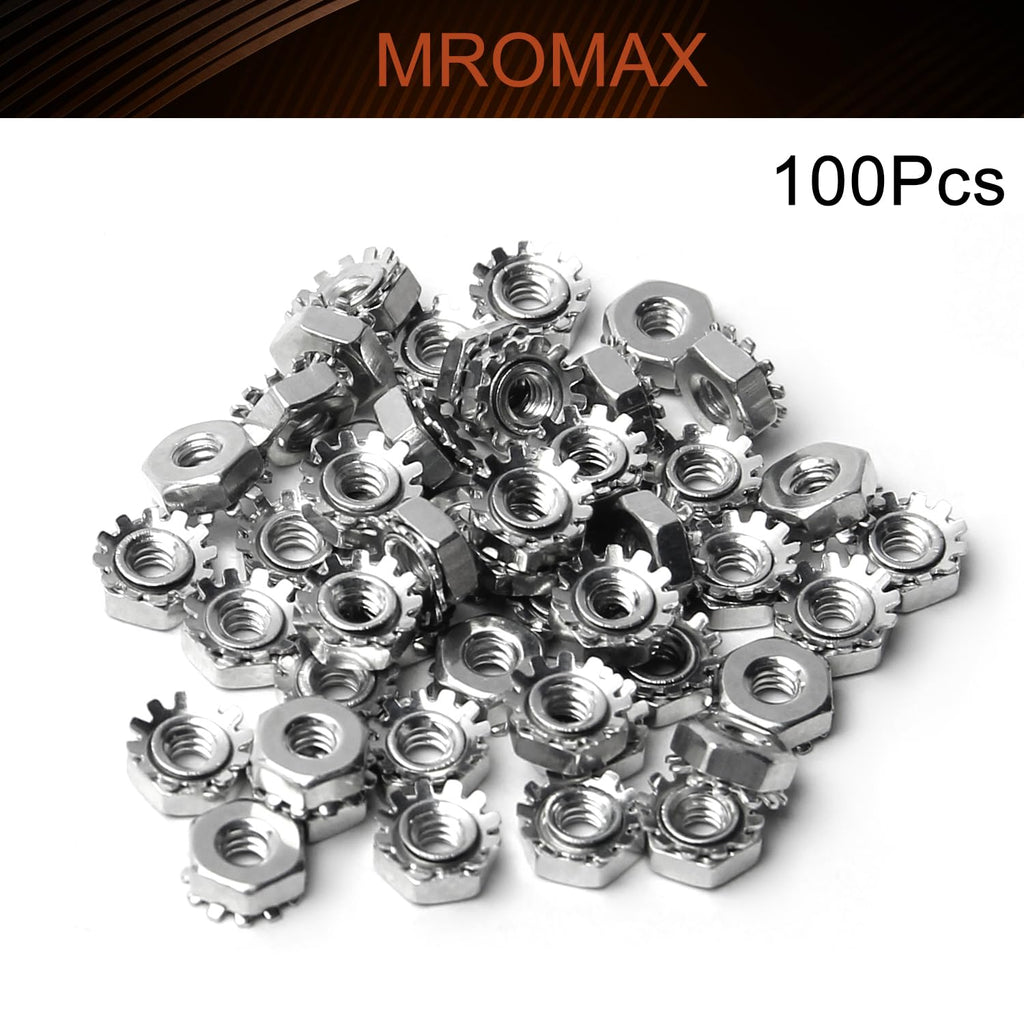 MroMax #6-32 K-Lock Nuts, Keps Nuts, External Tooth Washer Nuts, 100Pcs