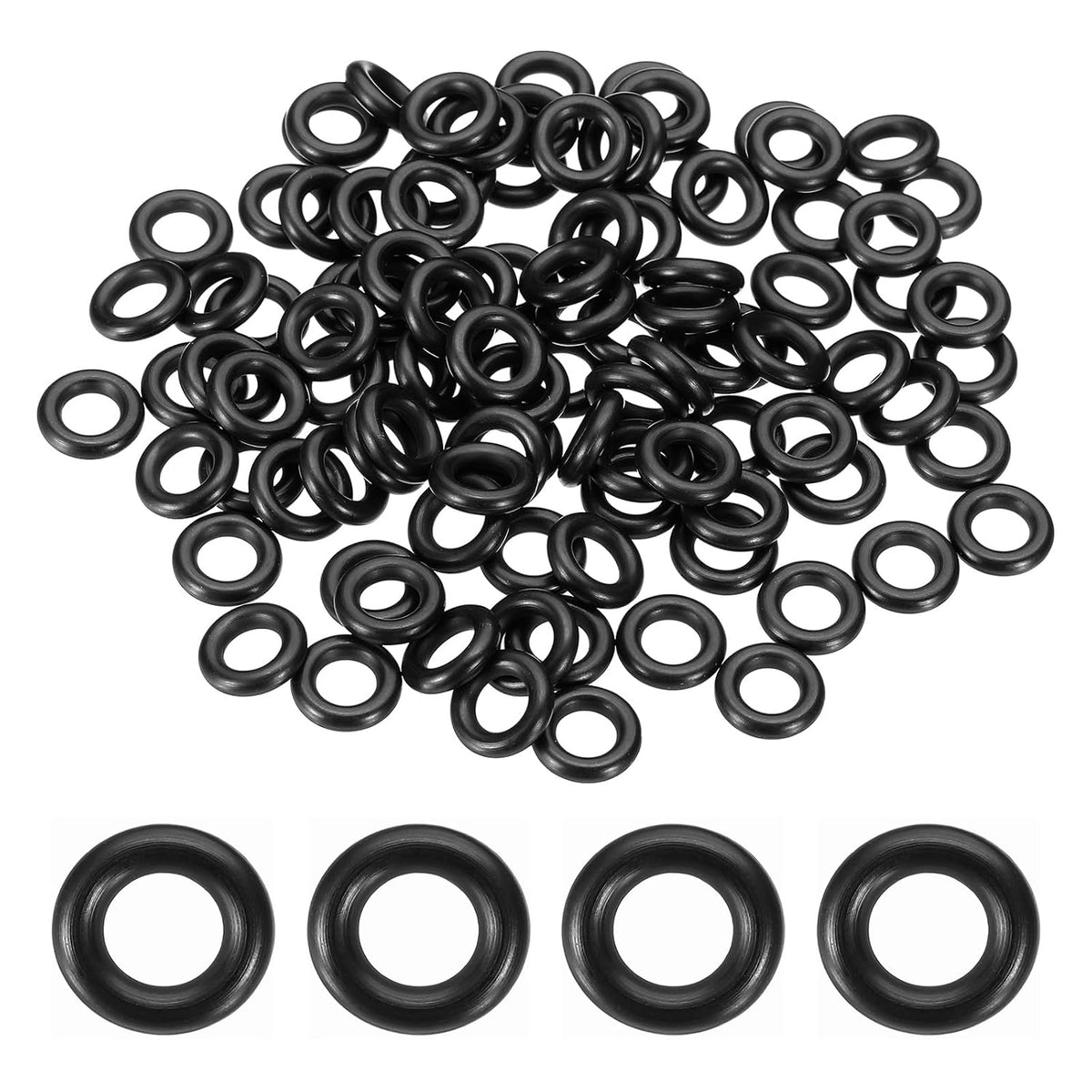 uxcell 100Pcs AS-108 Nitrile Rubber O-Rings 1/4" ID, 7/16" OD, 3/32"W (90D)