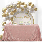 OQSQ Rosegold Rectangle Sequin Tablecloth - 60x102 inch, Glitter Drape Table Cloth, Sparkle Sequence Table Overlays