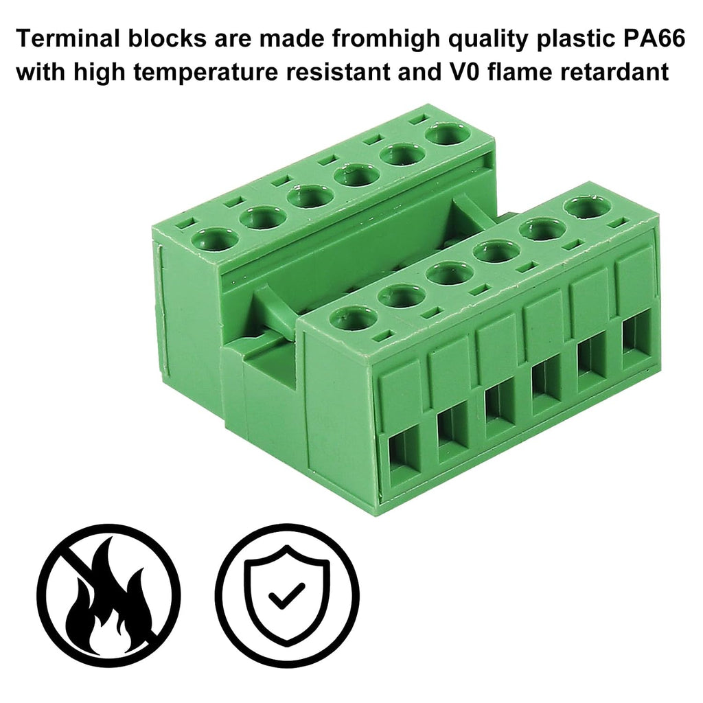 5PCS 6 Pin 5.08mm Pitch Pluggable PCB Angle Screw Terminal Block Plug Connector Socket Panel Mount DIY with 5Pcs 6Pin Phoenix Plug