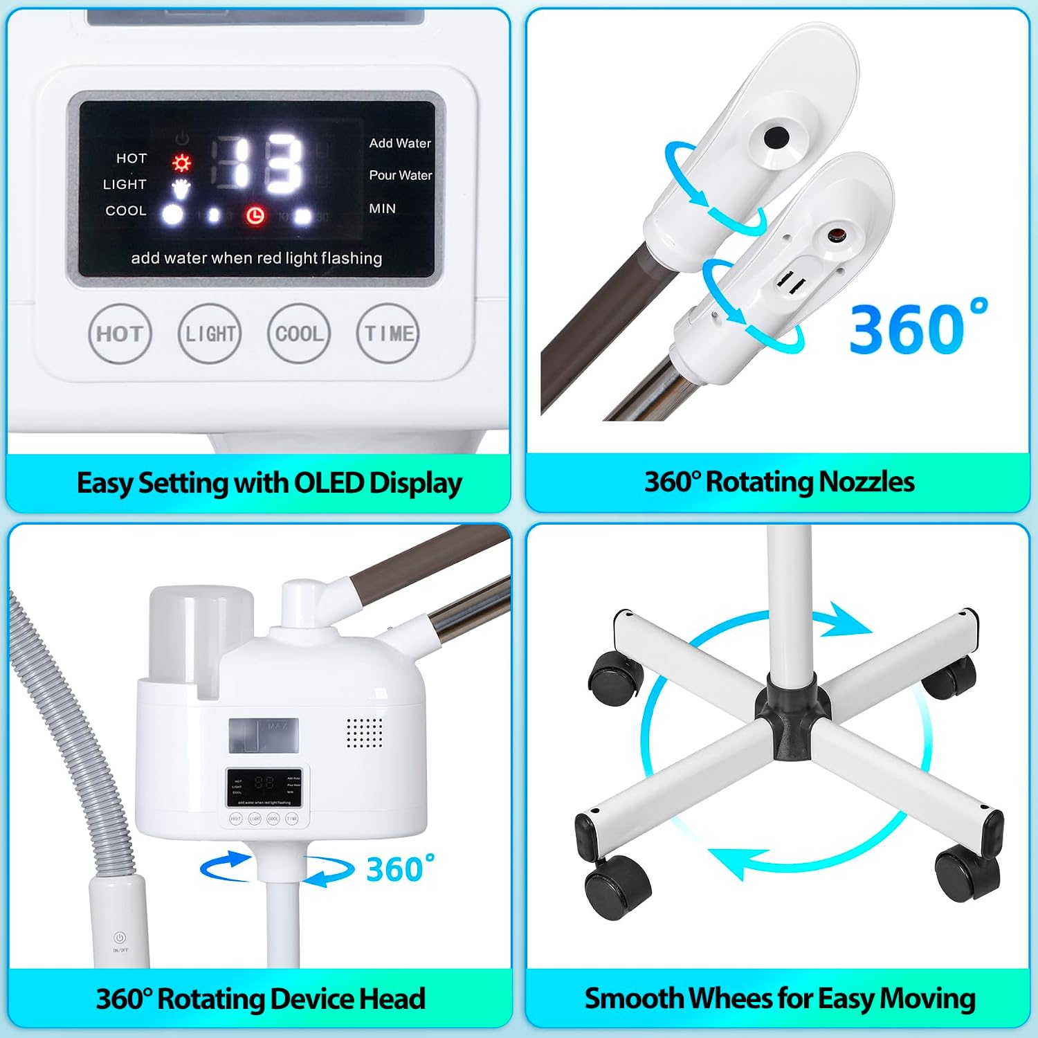Professional 3 in 1 Facial Steamer for Face Deep Cleaning Ozone Face Steamer with 5X Magnifying Lamp Hot Mist