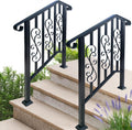 3 Step Hand Rails for Outdoor Steps Stair Handrail & Indoor Kit(2 Pack)