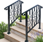 3 Step Hand Rails for Outdoor Steps Stair Handrail & Indoor Kit(2 Pack)