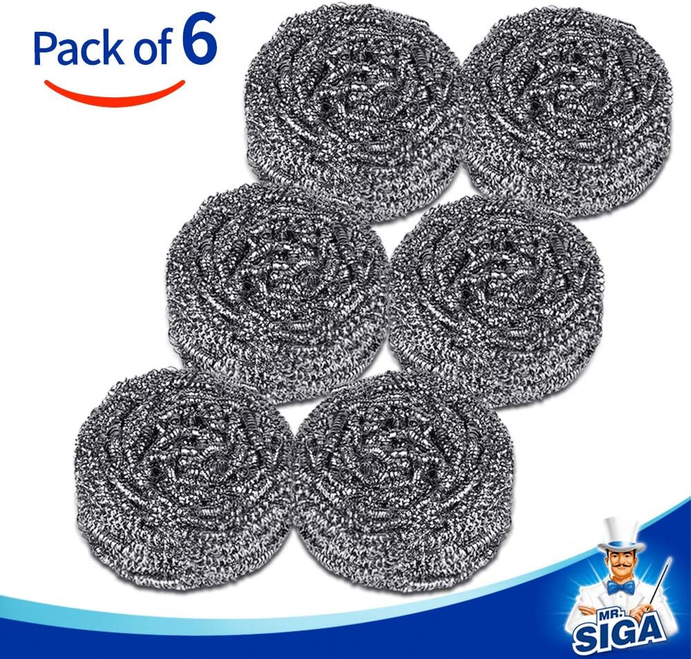 Stainless Steel Scourer, Steel Wool Scrubbers, Pack of 6