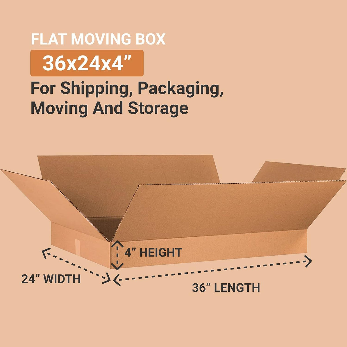 Shipping Boxes Medium 36"L x 24"W x 4"H 10-Pack - Corrugated Cardboard Box for Moving, Mailing, Packing, Packaging