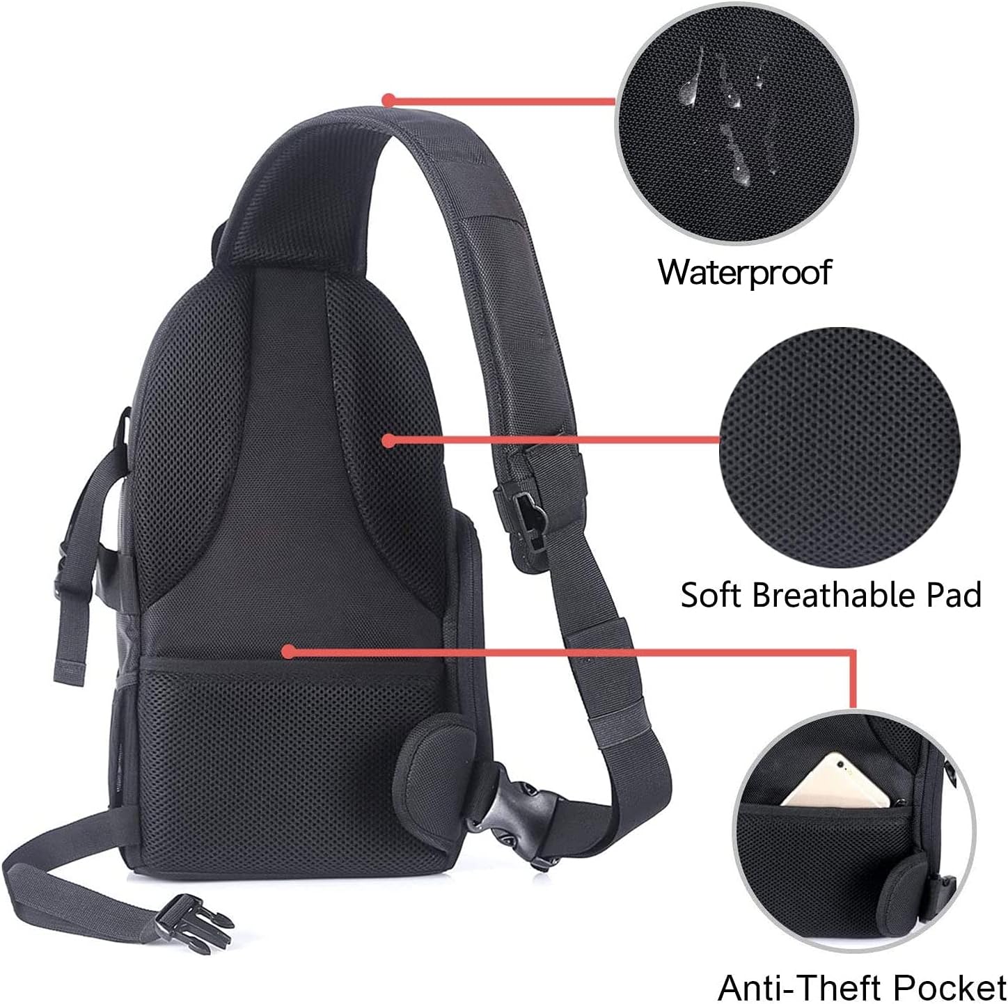 Camera Sling Bag, Photography Shoulder Bag Compact Camera Backpack | DSLR/SLR/Mirrorless Camera, Quick Access, Tripod